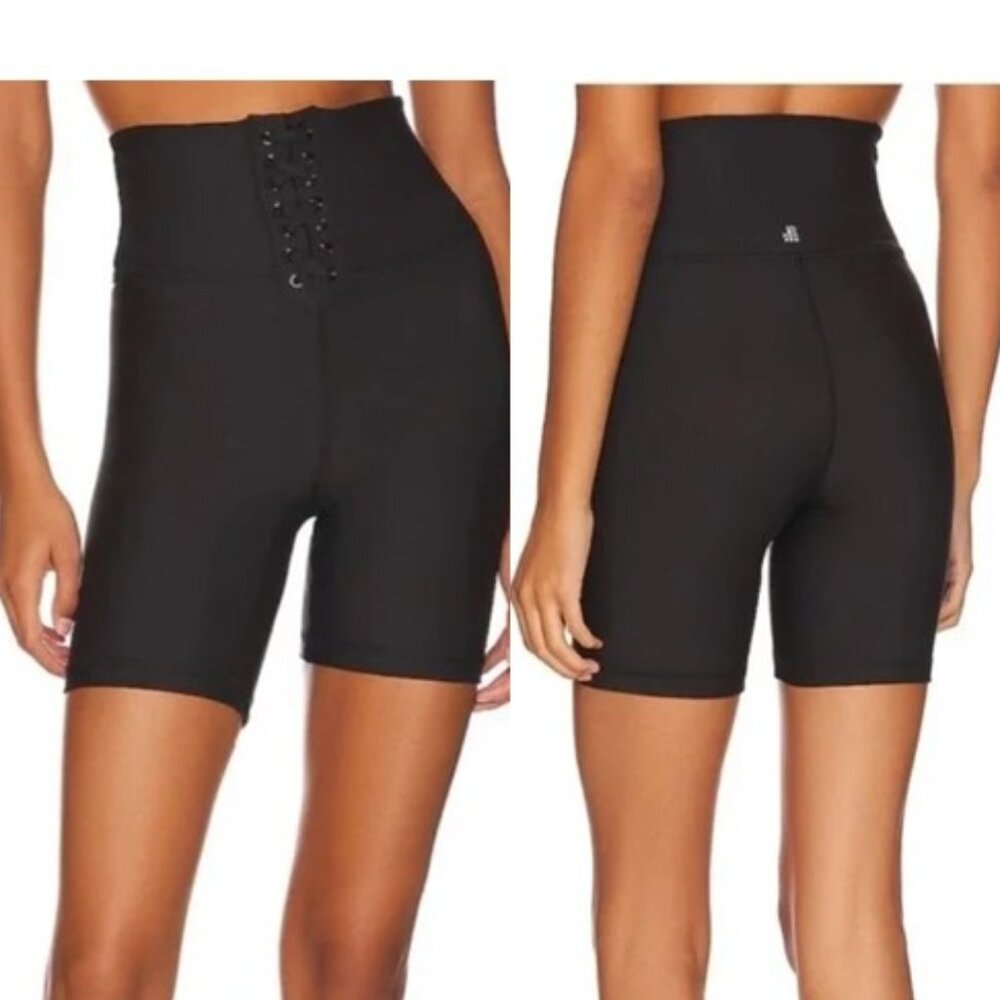 WeWoreWhat Black Lace-up Biker Shorts Size S